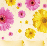 墙贴包邮 沙发卧室客厅背景黄色雏菊3D立体感花朵 玻璃贴纸贴画