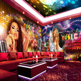 KTV壁画3D金紫色性感美女梦露酒吧壁纸天顶包厢墙布反光背景墙纸