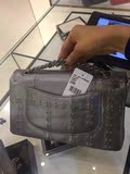 法国代购Chanel香奈儿2016新款灰色铆钉手提手拿斜跨单肩淑女包