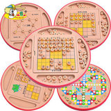 儿童益智五合一多功能玩具 数独棋 九宫格木质 游戏棋 桌面游戏