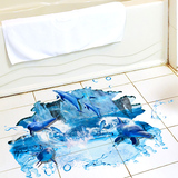 海豚3D立体感仿真逼真墙贴纸卡通浴室卫生间地贴创意装饰贴画防水