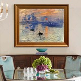 水竞纯手绘油画莫奈画客厅装饰画餐厅画现代卧室壁画海景日出印象