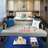 新中式床实木双人床1.8米水曲柳样板房婚床酒店公主床铺定制家具