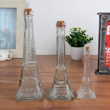 大中小号巴黎埃菲尔铁塔创意玻璃瓶 带木塞透明许愿瓶漂流瓶摆件