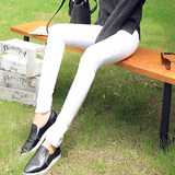 爱优玛2016新款韩版白色优雅外穿牛仔裤弹力修身小脚铅笔裤女