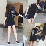 韩版2016夏季女装新款卡通印花棉T恤圆领套头短袖打底衫上衣服潮