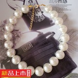 韩国秋季20MM复古超级大珍珠浮夸张短款项链锁骨链女配饰品