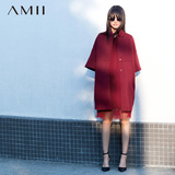 艾米Amii品牌女装旗舰店2016春装新款宽松大码中袖西装外套中长款