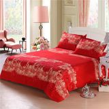 暖园纯棉磨毛床单单件 婚庆床品床单被单单件大红床单结婚床品