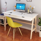 欧式简易实木笔记本电脑桌台式家用简约现代书桌组合写字台1.2米