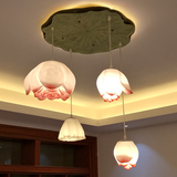 新中式吊灯客厅灯会所茶室餐厅灯创意古典莲花荷花仿古树脂灯具