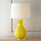 美式乡村黄色白色菠萝树脂台灯 创意儿童房卧室样板房床头台灯