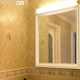 BOLEN 镜子壁挂浴室镜装饰镜卫生间镜子金色白色实木卫浴镜子欧式