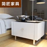 床头柜简约 白色烤漆现代卧室北欧氏床边储物柜 实木床头柜