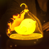 2015新奇特小鸟夜灯 创意新款鸟笼小夜灯 触摸充电调光LED台灯