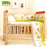 婴儿床实木无漆多功能儿童床摇篮床带滚轮送蚊帐环保松木宝宝床