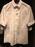 GXG男装 专柜正品代购 2016年夏装新品白色斯文中袖衬衫62123009