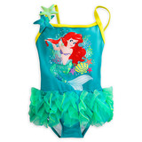 美国代购 预定正品迪士尼Ariel美人鱼公主连体儿童泳衣 裙 游泳衣