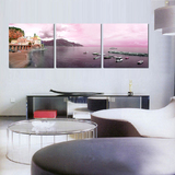 客厅装饰画现代无框画三联壁画沙发背景墙画家居饰品挂画海边风景