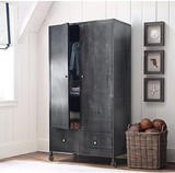 欧式铁艺衣柜储物柜美式田园整体大衣橱两门卧室家具可定做柜衣柜
