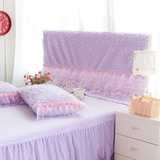 暖妃家纺 美羊绒床头罩 韩式公主蕾丝床上用品总高1.2米