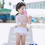 2016韩国 时尚女宝宝新款女童分体三角裙式甜美可爱儿童温泉泳衣