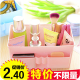 化妆品收纳盒清新粉嫩纯色大容量整理盒桌面收纳化妆品整理盒