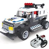 乐高遥控积木车 警车卡车工程赛车模型 儿童男孩玩具拼装越野汽车