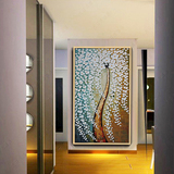 发财树油画 欧式山水风景抽象纯手绘定制走廊客厅装饰画 玄关挂画