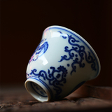 长物居 手绘青花蝙蝠小杯 手工仿古陶瓷茶杯 瓷器茶具