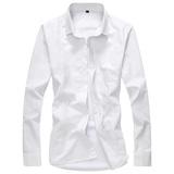 秋冬季青年学生白衬衫加绒纯色修身型英伦男长袖商务纯棉保暖衬衣