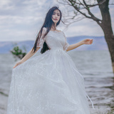 巴厘岛海边旅游度假必备海滩裙沙滩裙蕾丝钩花白色连衣裙长裙超仙