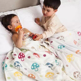 定制日本Hoppetta同款Muslin棉六层纱布儿童婴儿宝宝盖毯蘑菇被子