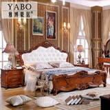 欧式新古典婚床 美式乡村实木双人床 法式奢华深色家具1.8米床