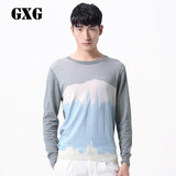 特惠 GXG男装秋季新品针织衫毛衣 男士时尚灰色低领毛衫#41220330
