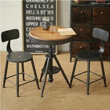美式铁艺实木室外桌椅咖啡厅奶茶店休闲吧可升降桌椅套件组合包邮