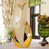 欧式落地陶瓷大花瓶 客厅电视柜摆件 现代装饰家居摆设瓷器大花瓶