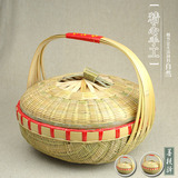 中国风 礼品竹篮 手提菜篮子水果篮野餐篮传统手工编织篮手编竹篮