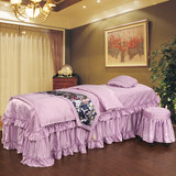 美丽坊美容床罩 四件套美容院按摩spa美容床罩方圆头粉绿紫定做