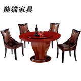 欧式大理石圆桌黑白时尚现代简约8人园桌韩式1.5米圆形餐桌椅组合