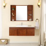 现代橡木浴室柜组合吊柜 大理石洗手台盆柜 简约卫浴柜挂墙式套装