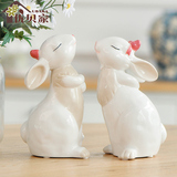 欧式创意结婚礼物 陶瓷兔子办公室装饰品摆件摆设 手工艺礼品