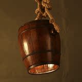 美式乡村吊灯北欧创意咖啡厅个性酒吧台餐厅个性麻绳木桶复古吊灯