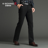 K-boxing/劲霸休闲裤 冬季新款男士长裤 商务休闲格子裤 AQXU4330
