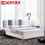 恩轩家具布艺床 白色布床 储物床 软床 气动 高箱 特价小户型B506