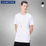 Lilbetter长款男士短袖T恤 拉链装饰潮牌白色体恤高街纯棉男汗衫