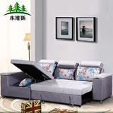 木维斯小户型客厅多功能折叠布艺实木组合储物可拆洗沙发床SH003