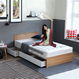 拍拍乐 现代简约储物单人床1.5米双人床抽屉低箱床北欧风可定制