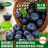 【佳利麦】智利进口蓝莓125g装 蓝莓鲜果 新鲜水果4盒包邮