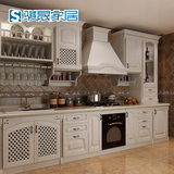 上海骐晟实木整体橱柜定做欧式风格厨房厨柜吊柜定制石英石台面